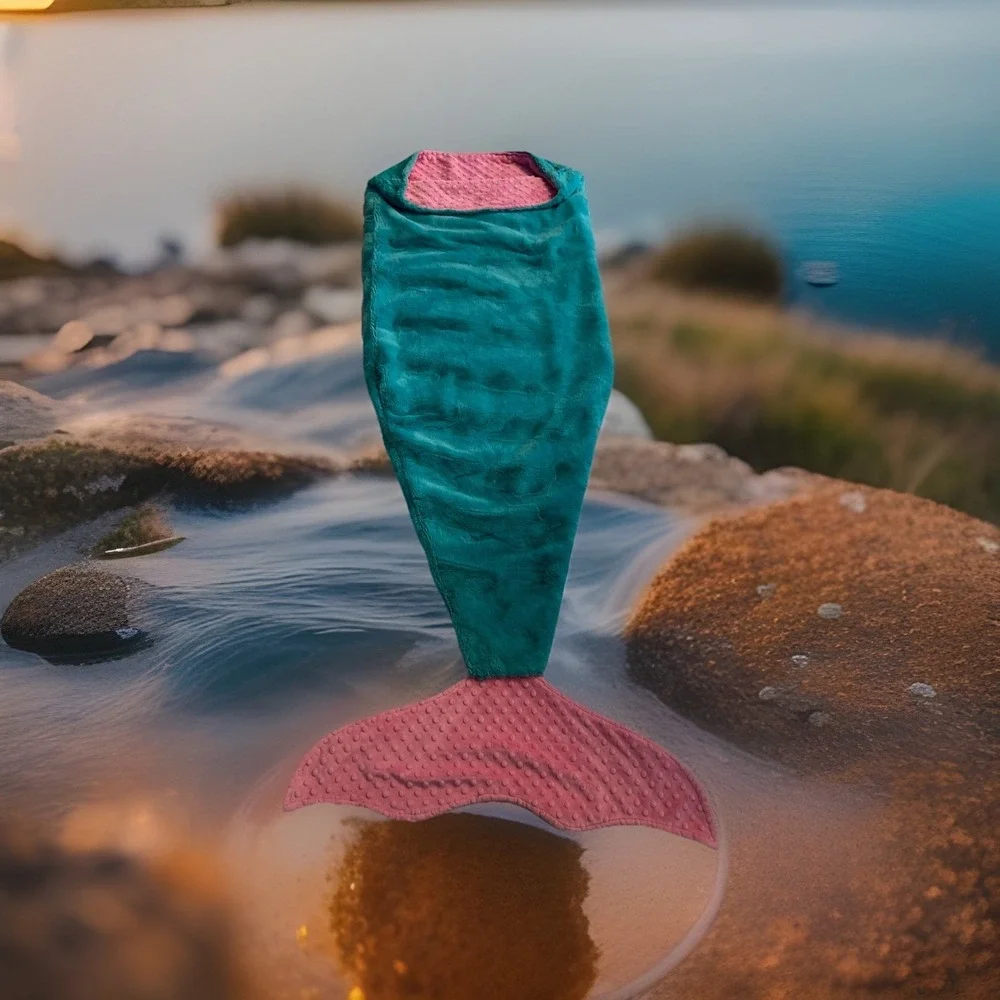 Tara's Cozy Creations Mermaid Tail Blanket Minky Teal Pink Canada 61